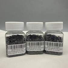 1200 Silicone Micro Link Rings 5mm Lined Beads Hair Extensions Tool Dark Brown..
