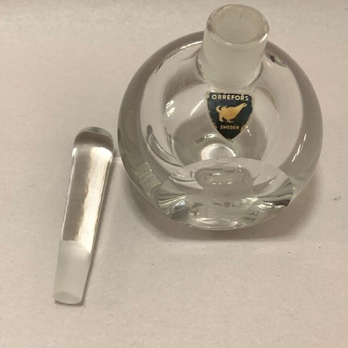 Seltener Orrefors Parfüm Flakon geätzt Schiff Stopfen schwedischer Kristall Vintage signiert 4 Zoll - Bild 22 von 23