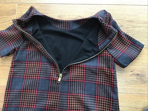 Women's Black, Tan & Red Checked Shift Dress Size 12 Petite, Next - Picture 10 of 12