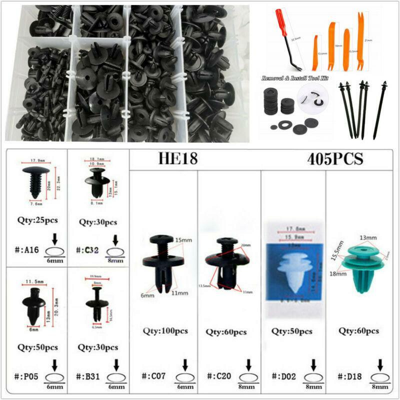 405 Pcs Car Bumper Door Panel Fenders Fastener Clips+30 Pcs Removal Install Tool