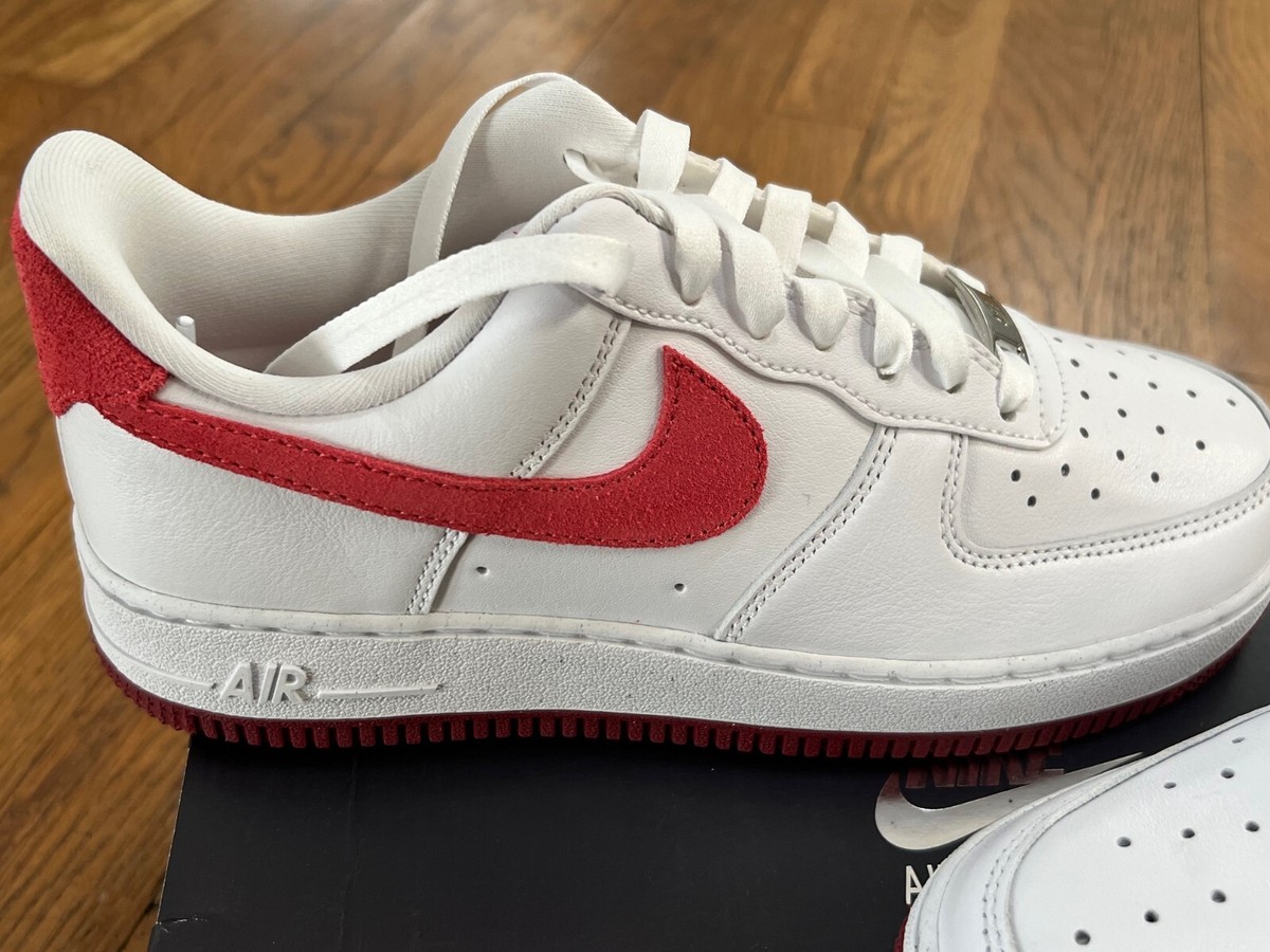 Nike Air Force 1 '07 AF1 White Adobe Team Red FQ7626-100 womens sz