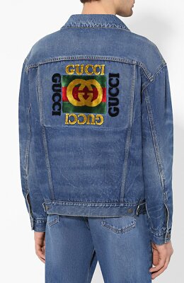 🆕️Auth GUCCI FLOCKED BACK PATCH Detail OVERSIZED DENIM