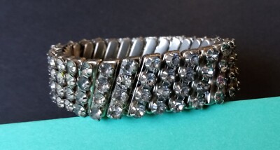 Vintage Rhinestone Expandable Bracelet 1950's