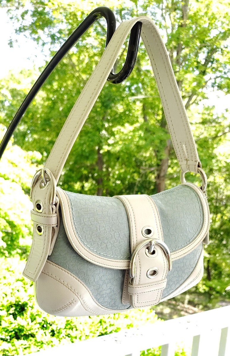 Coach F10925 SMALL Vintage Sky Blue Soho Y2K Signature C Canvas