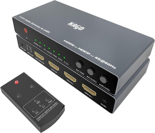 HDMI Audio Extractor Splitter,HDMI Switch 2 in 1 Out,4K 60Hz 7.1/5.1/2.0CH ARC