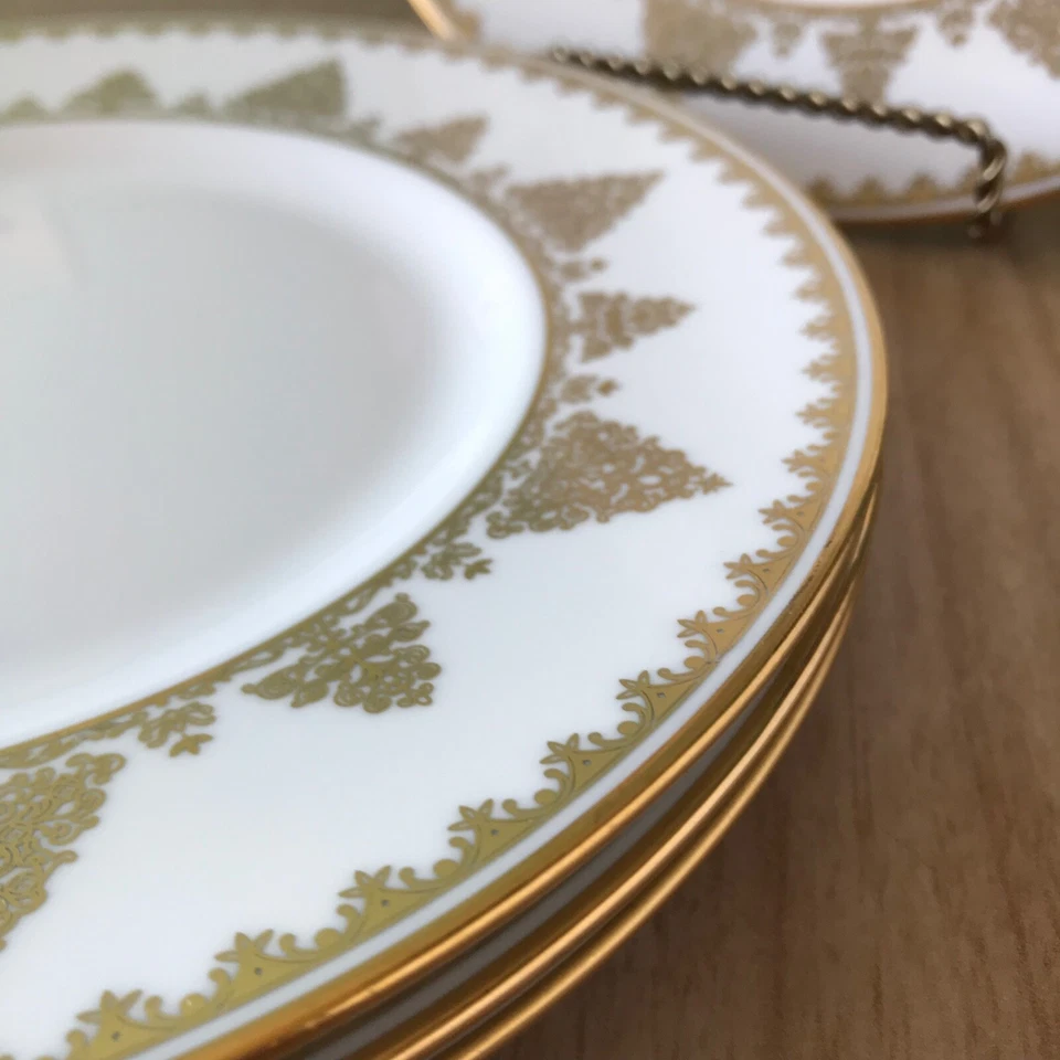 Waterford English China Juego de Cuatro Platos de 9 Pulgadas Yuletide Oro Hecho en Inglaterra Foto 3 de 4