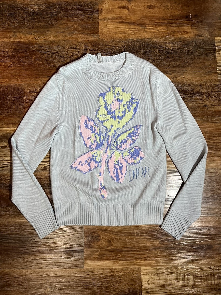 Dior x Alex Foxton Rose Embroidered Crewneck - Powder Blue Dior x Alex Foxton Rose Embroidered Crewneck - Powder Blue