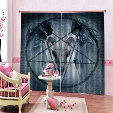 White Sheep Horn Firm Eye Printing 3D Blockout Curtains Fabric Window Home Decor