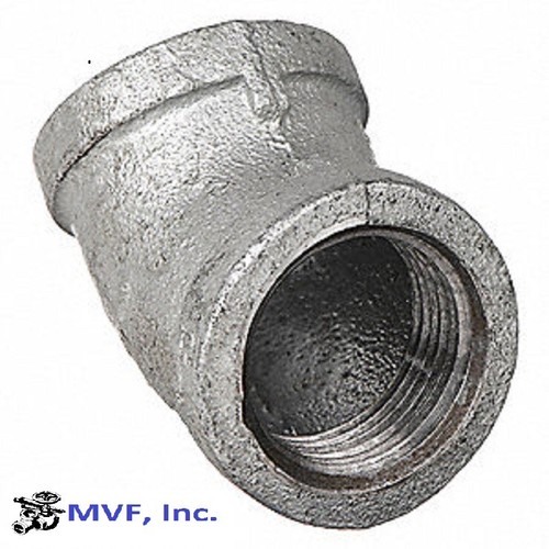 3/4" 150 Female NPT 45° Elbow Galvanized Malleable Iron Pipe Fitting <MI020541G