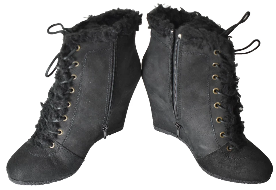 Botines para mujer Juicy Couture Candid negros de piel cepillada talla 8M nuevos con etiquetas Foto 3 de 4