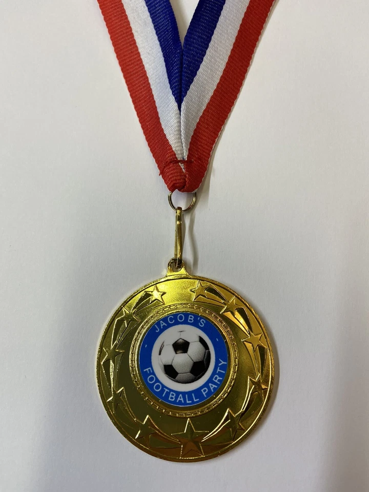 10x Medallas metálicas de fiesta personalizadas. Cualquier texto, cualquier deporte, cualquier color. Foto 3 de 4