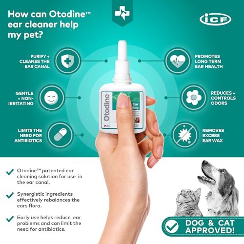 Otodine Cat and Dog Ear Cleaner Dog Ear Drops to Stop Wax Build Up