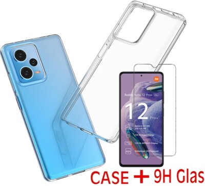 Transparent Hülle Silikon Tasche Case +9H Glas für Xiaomi Redmi Note 12 Pro Plus