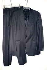 Hart Schaffner Marx Gold Trumpeter Men's Charcoal Pinstripe Suit 41L 36 X 32