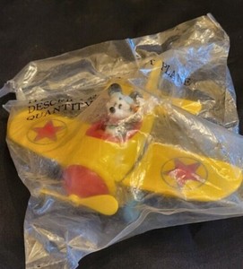 Vintage Die Cast Mickey Mouse Airplane DecoPac - Yellow (still in packaging) NOS