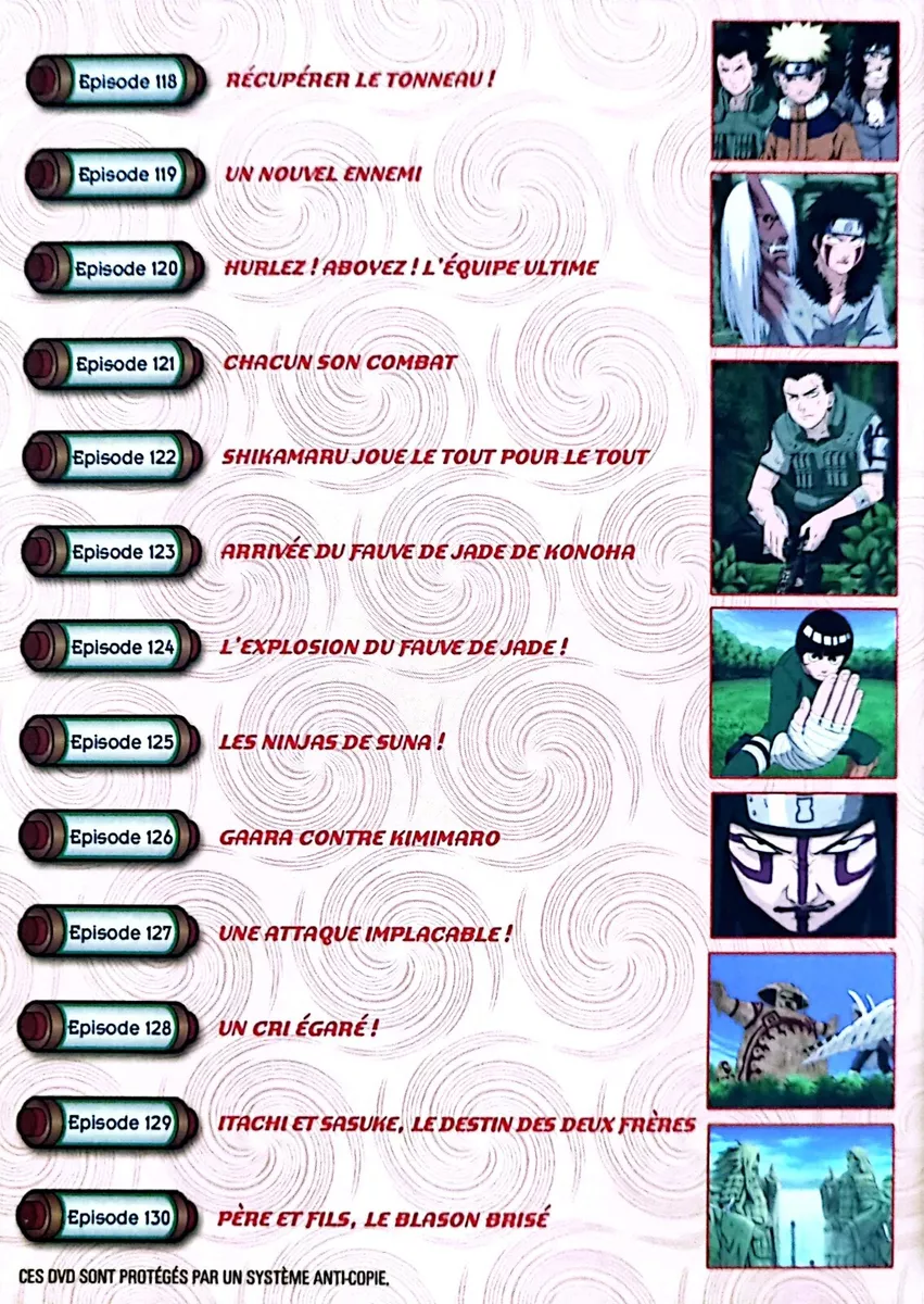 Naruto Vol. 10 DVD French, Japanese 2002 Episode 118-130 USED Region 2