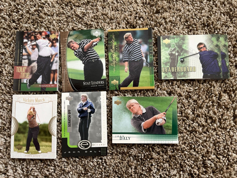 Huge 2001 Upper Deck Golf John Daly Lot Tour Time E Card Stat Leaders