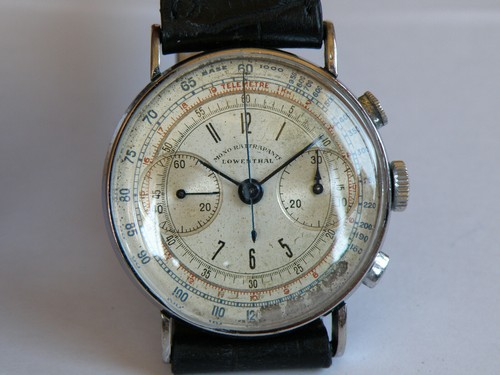 LOWENTHAL- MONO-RATTRAPANTE-CRONO-ANSE FISSE-RUOTA A COLONNE-VALJOUX  84-BITONALE | eBay