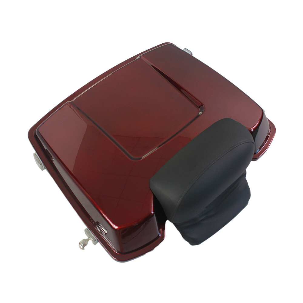 Razor Pack Trunk Chopped Backrest For Harley Touring 93-2013 Velocity Red Sunglo