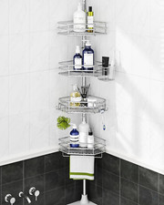 Corner Shower Caddy Tension Pole, Quick Setup, Rust-Free Bathroom Shower Organiz