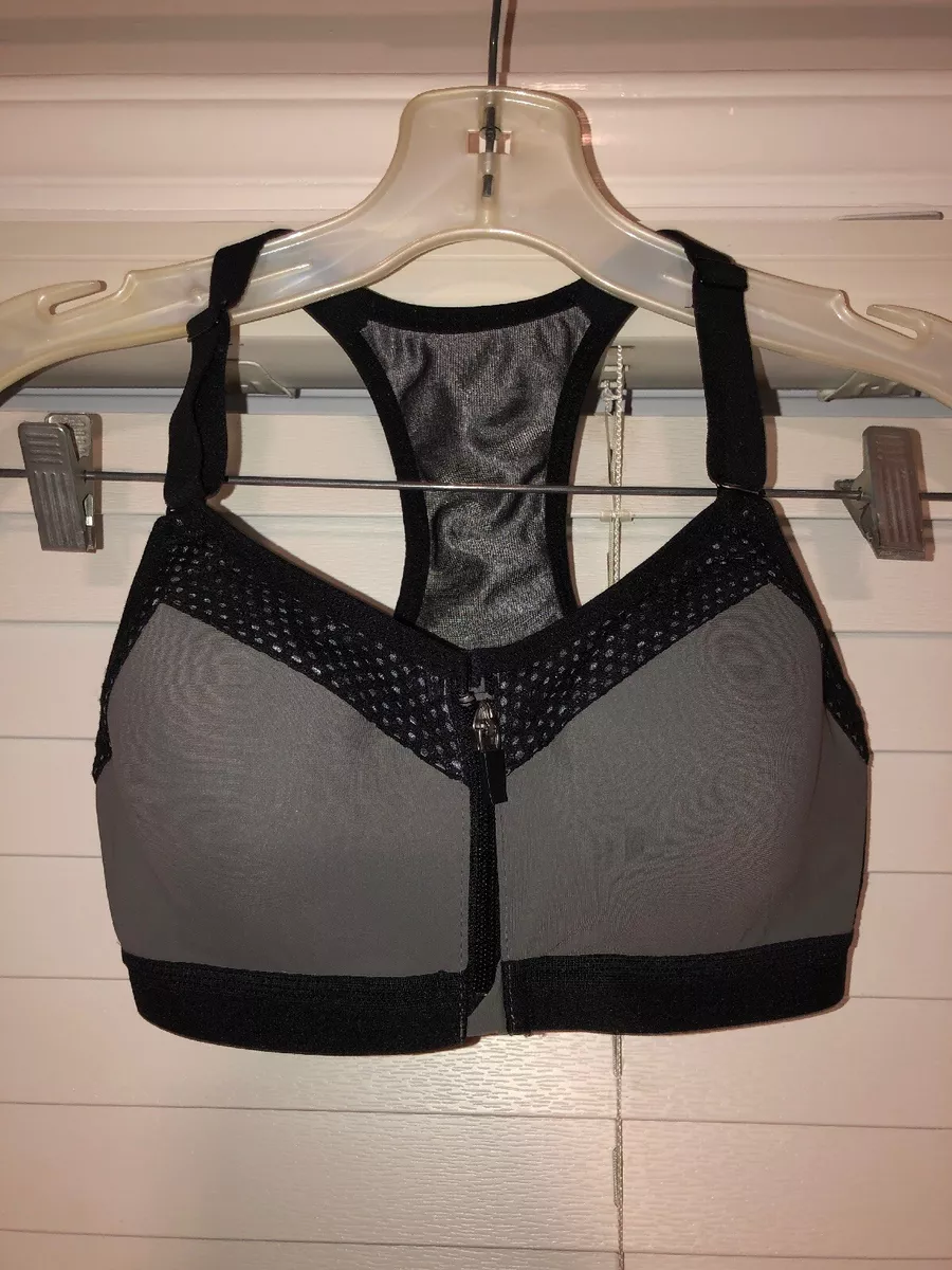 Wacoal Gray & Black Sports Bra Castlerock Size 30C NWOT Zipper Front  Underwire