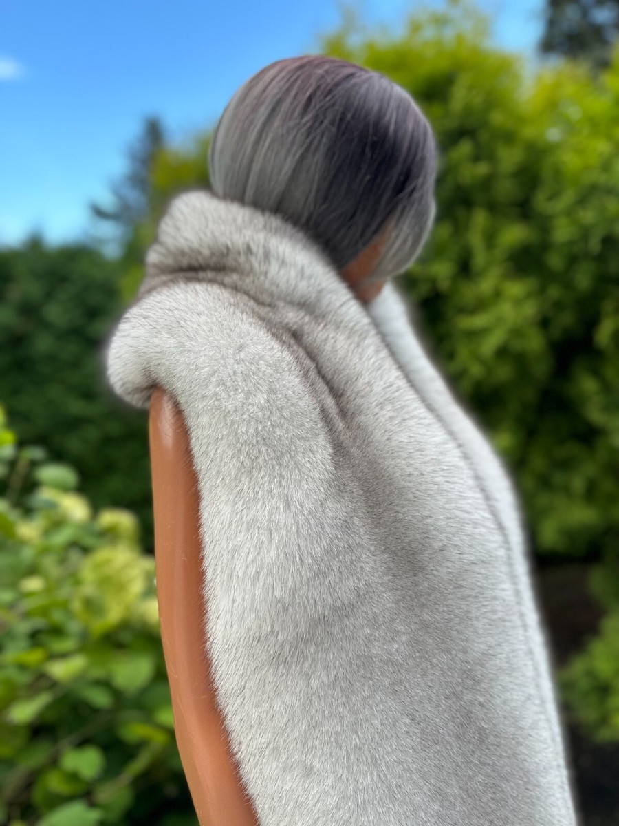 Saga blue fox fur double side stole wrap (Unisex) | eBay