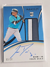 Isan Diaz 2020 Immaculate Collection RC 2/10 Auto Jumbo Jersey Patch 123 Marlins