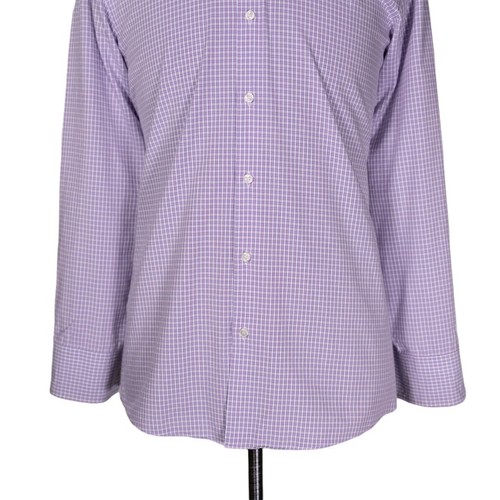 Hugo Boss Mens Dress Shirt Button Up Purple Plaid Cotton Regular Fit 15.5 32/33 - Picture 6 of 8