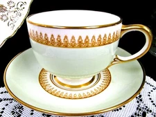 OLDER PARAGON tea cup and saucer gold gilt pastel color footed teacup 