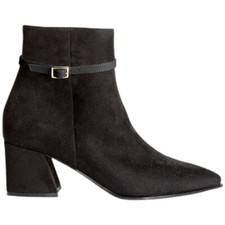 Stivaletto tronchetto Corina M4900 in camoscio nero tacco doppio 6 cm zip latera