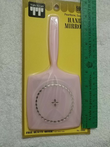 Vintage Handspiegel! Pearltone Square Pink Spiegel! Tip Top Marke! Einzelstück! - Bild 3 von 9