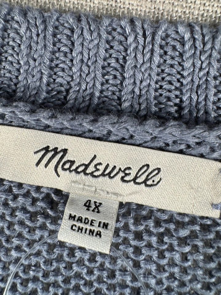 Nuevo suéter de lino Madewell para mujer talla 4X azul tejido cuadrado nuevo con etiquetas cuello redondo Foto 2 de 4