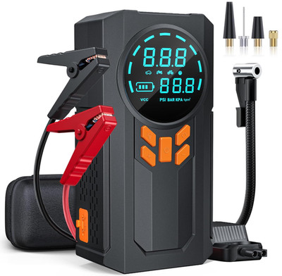 Arrancador Coche 5000A 12V Con Compresor 160PSI LCD Luz LED Portátil, Nuevo