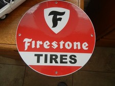 Vintage Style Firestone Tires  Service Gas  Heavy Steel Metal PORCELAIN FINISH