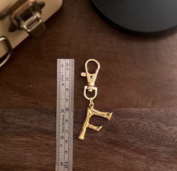 Alternate view of 24k Gold Plated Initial Keychain A-z Personalized Letter Key Ring Unisex Charm