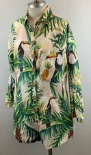 FARM Rio Size S Green Toucan Paradise Linen Romper Jumpsuit