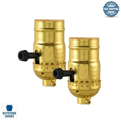 2Pcs Gold E26 -Listed 3-Way Socket Kit for DIY Lamp Repair & Custom Lighting