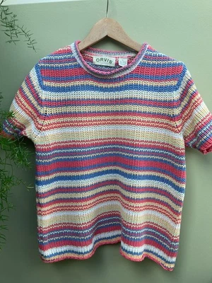 ORVIS cotton mix stripe summer jumper size 16 size large (58/1291) - Image 1 of 3