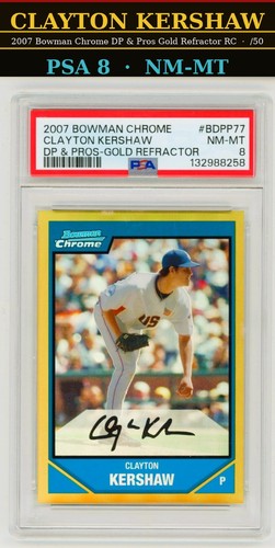 Clayton Kershaw [Gold Refractor] #BDPP77 card from 2007 Bowman Chrome Draft Picks & Prospects