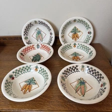 Tabletops Unlimited FRESH GARDEN  Vegetables Vintage Cereal Soup bowls  Set of 6