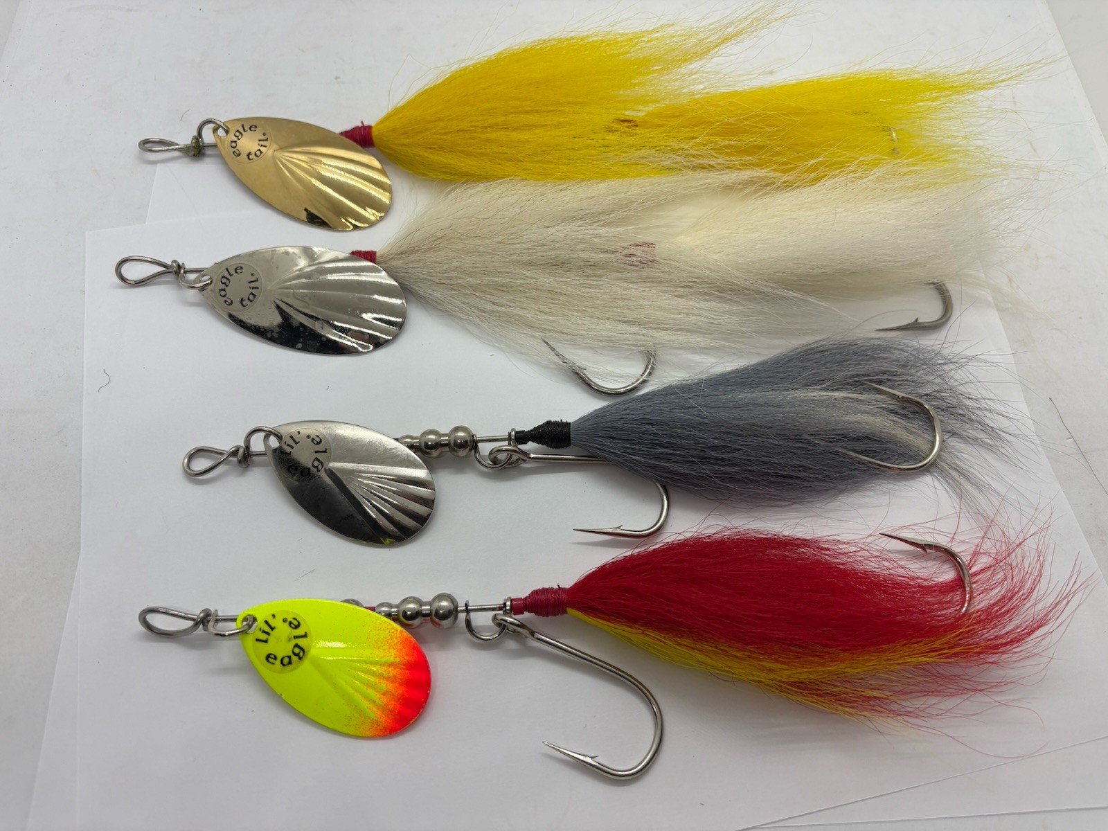 (8) George Wahl Eagle Tail Mini Lil Reg Spin Musky Bucktail Spinnerbait Lure Lot - Image 2
