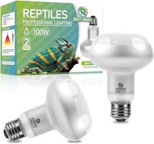 Reptile Heat Lamp 2Pack 100W, Intense Basking Spot Light Bulb with UVA, Simul...