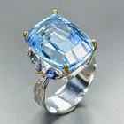 Color A+ 14 ct+ Natural Blue Topaz Ring 925 Sterling Silver Size 8 /R468296
