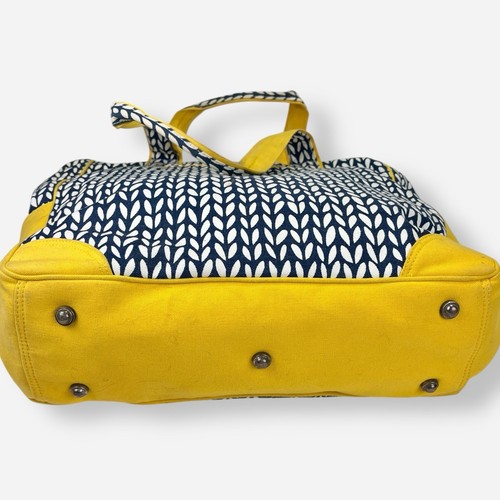 Ame & Lulu Tennis Court Carryall Tote Canvas Blue Yellow Bag Vine Pickleball - Picture 8 of 11