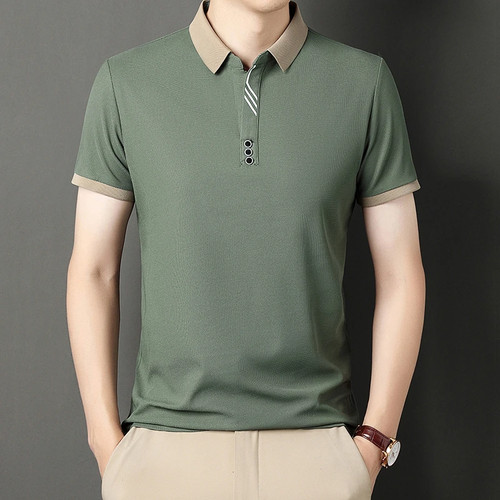Men Solid Color Short Sleeve Polo Shirt Casual Summer Comfortable Top - Afbeelding 18 van 29