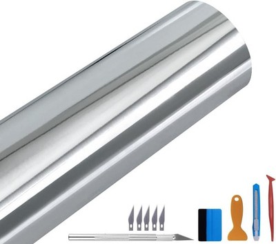 Selbstklebende Chrom-Vinylfolie Auto Wrapping Film Silber 30x300cm