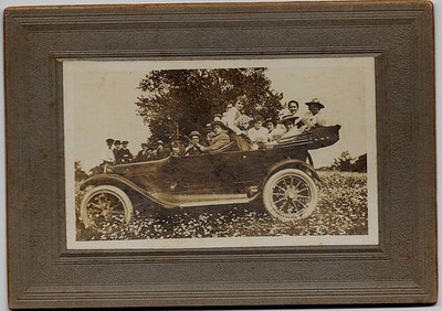 Bunch of Young Mennonites Piled into a Jalopy Early 1900's Photograph