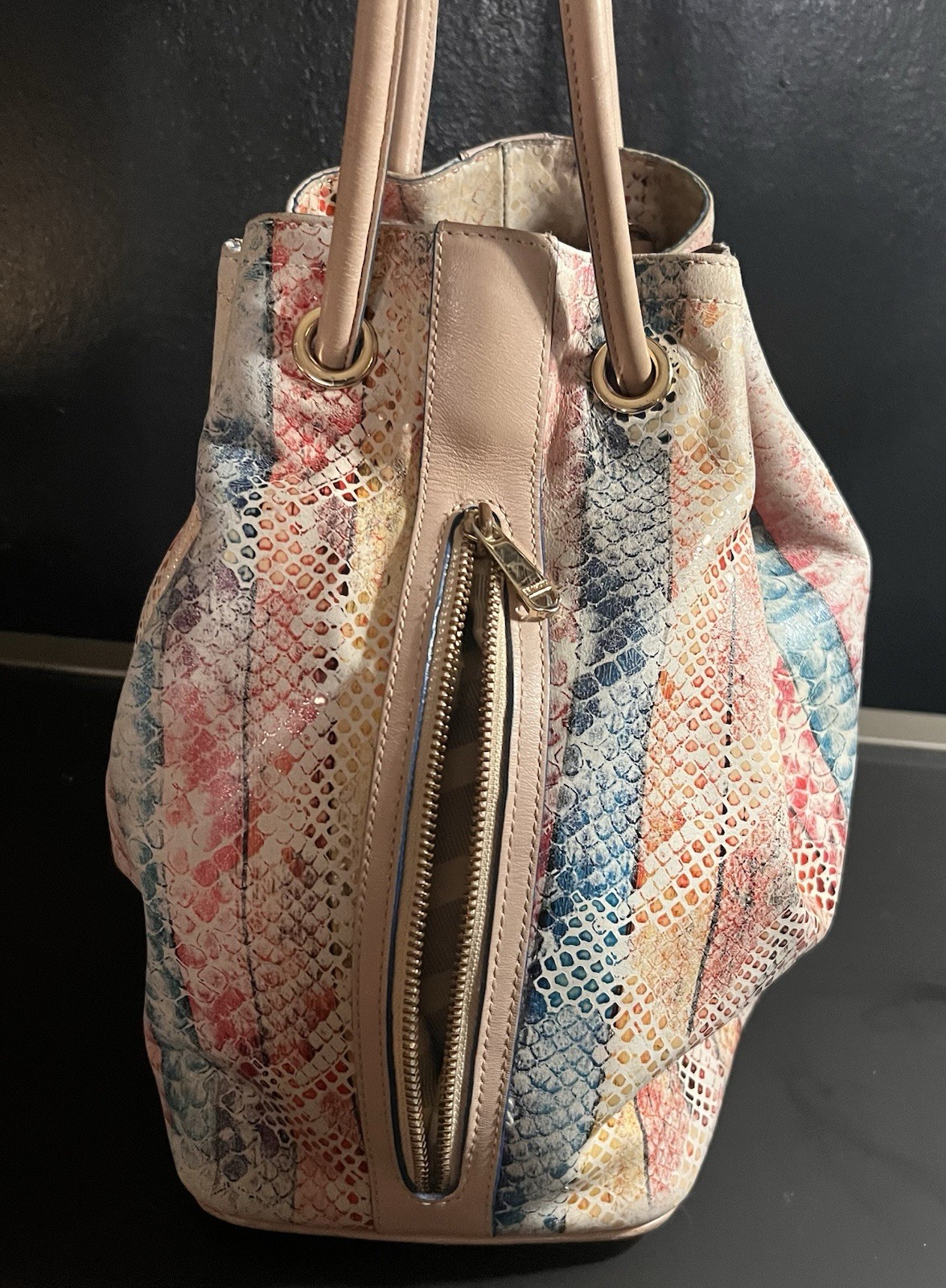 Brahmin Melbourne Multicolor Python Embossed Leat… - image 3