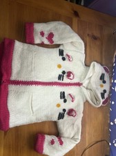 Wool Hoodie Fleece Lined Kid  s small cat kitty Zip Cardigan Cozy hooded