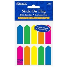 Bazic Neon Arrow Flags 0.5"X1.7" 25 Sheets/pad 10/Pk 250 Total Office School